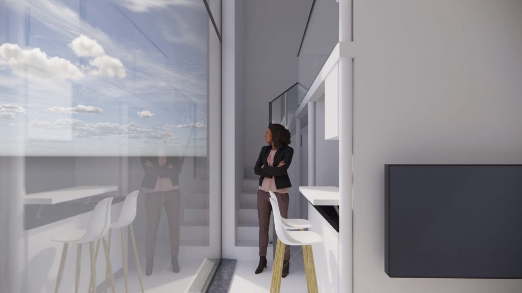 Konzept der Wohnung mit Blick aus dem Fenster