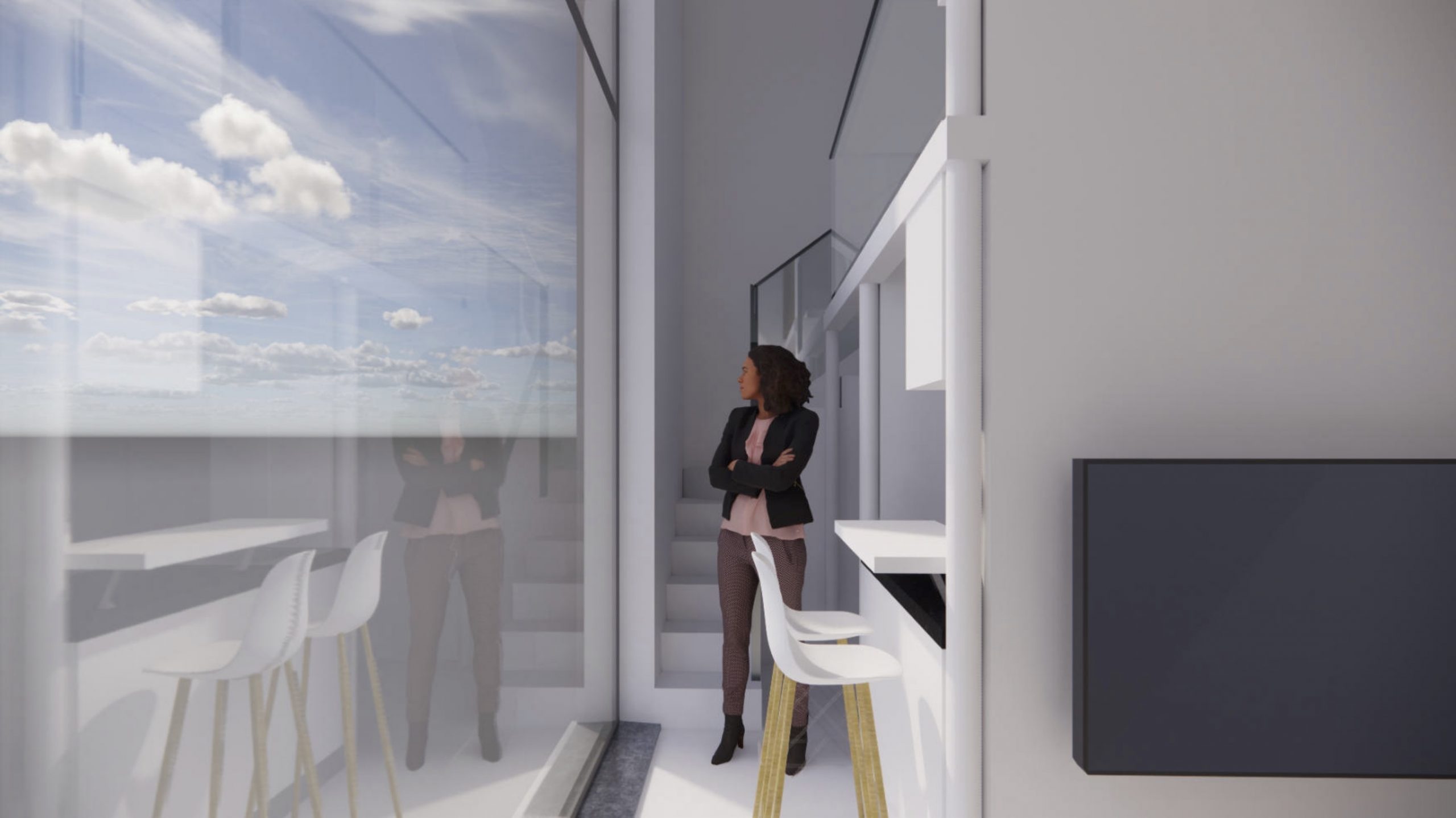 Konzept der Wohnung mit Blick aus dem Fenster