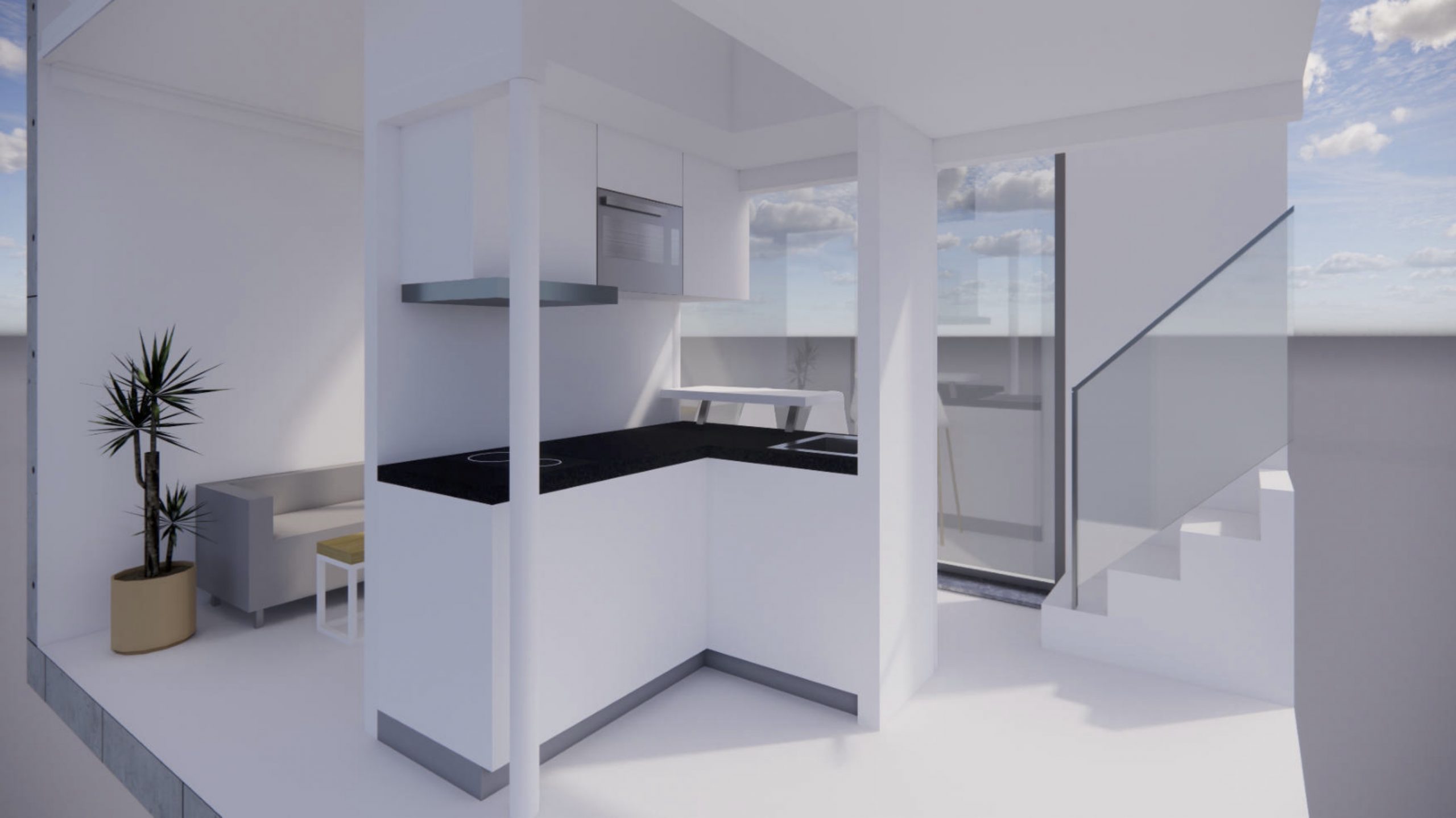 Konzept der Wohnung Küche